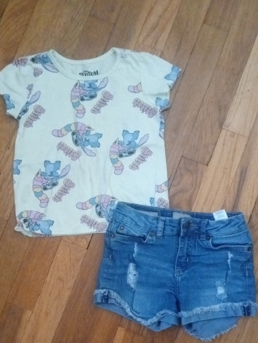 girl 6 Lucky Brand denim shorts, STITCH tee
